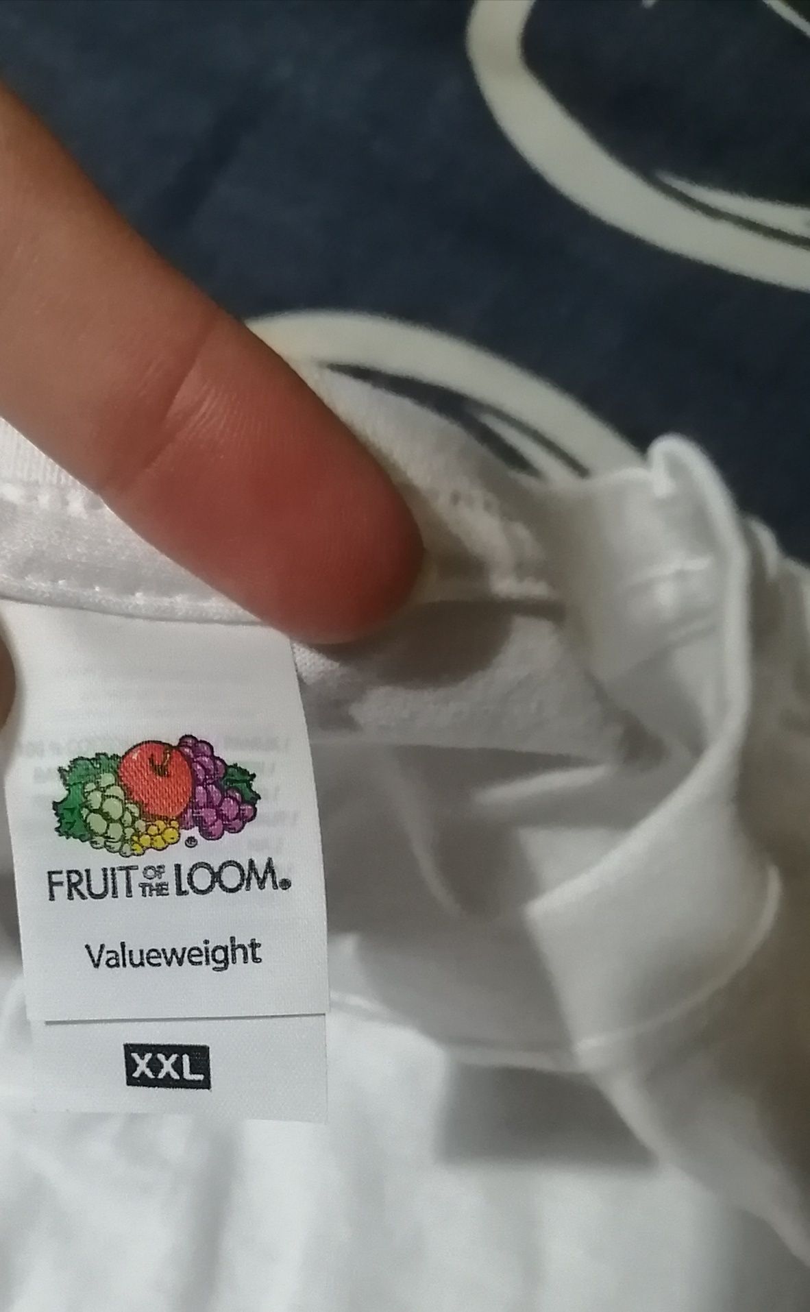 Футболка белая Fruit of the Loom, хлопковая XXL, 54,мужская біла