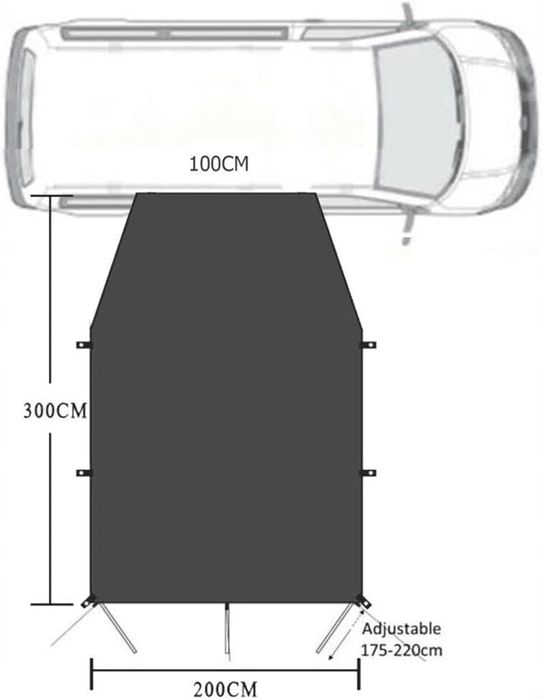 Markiza Samochodowa 3x2m Plandeka Na Samochód Daszek Samochodowy 3x2m
