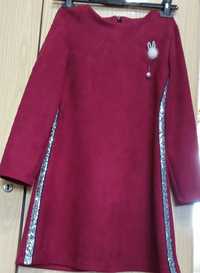 Тепла підліткова сукня 152 р. з блискітками на рукавах