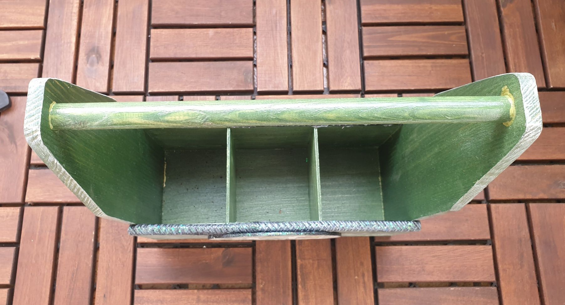 Ozdobny pojemnik kosz na oliwę wino butelki drewno rękodzieło handmade