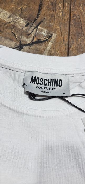 Biała koszulka męska t-shirt bawełna premium logo miś tous L