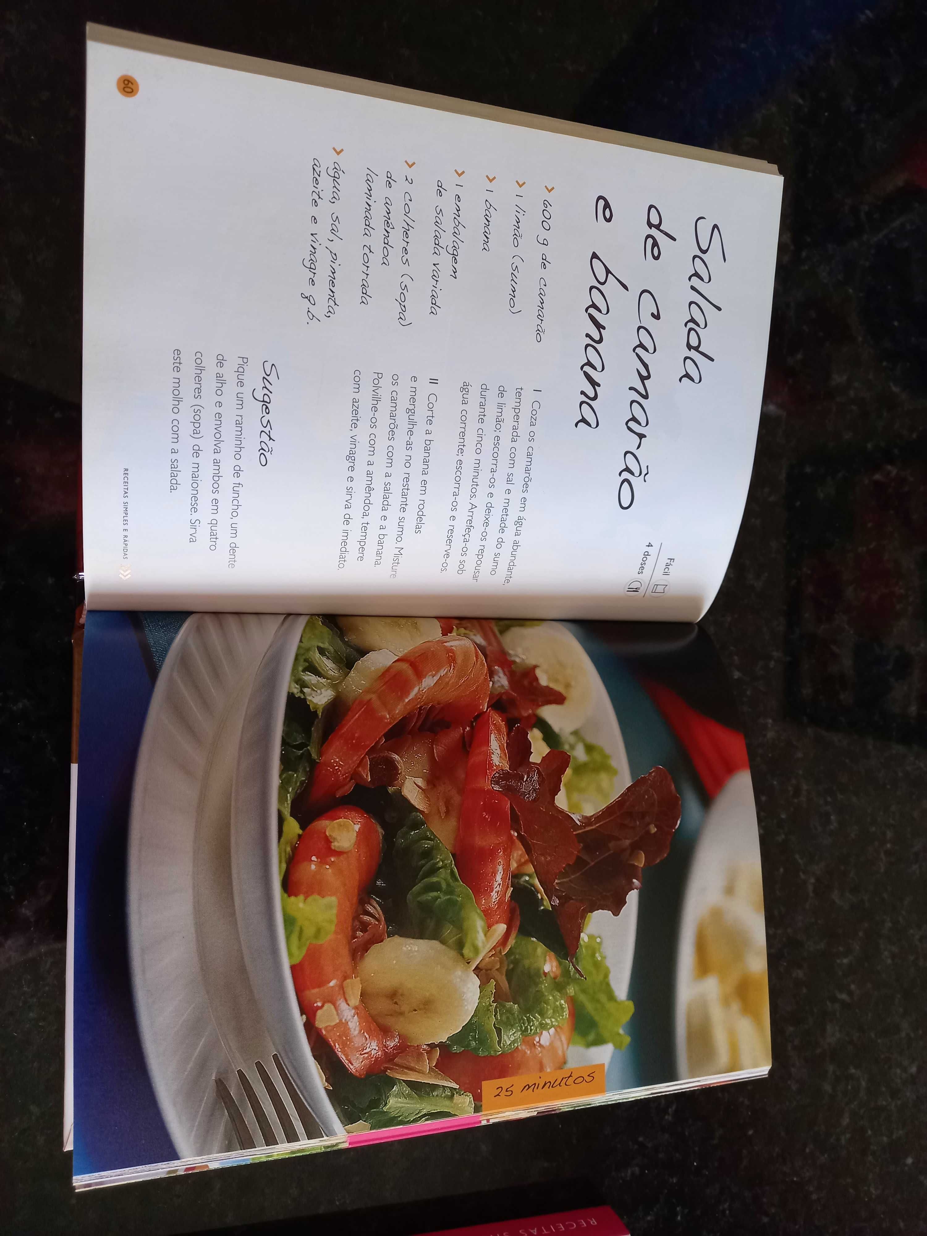 Livros de receitas saladas e frango