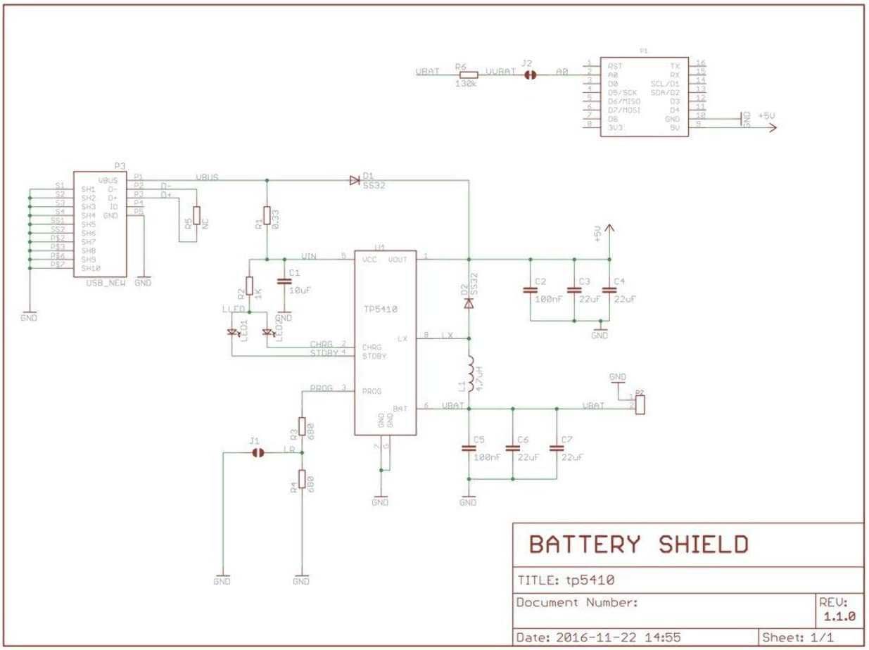 Battery Shield V1.1.0 WeMos D1 mini (Зарядний акумуляторний модуль)