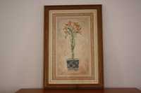 Quadro de flores com moldura dourada