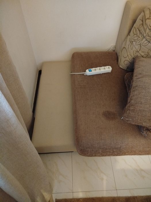 Sofá canto  pele e tecido