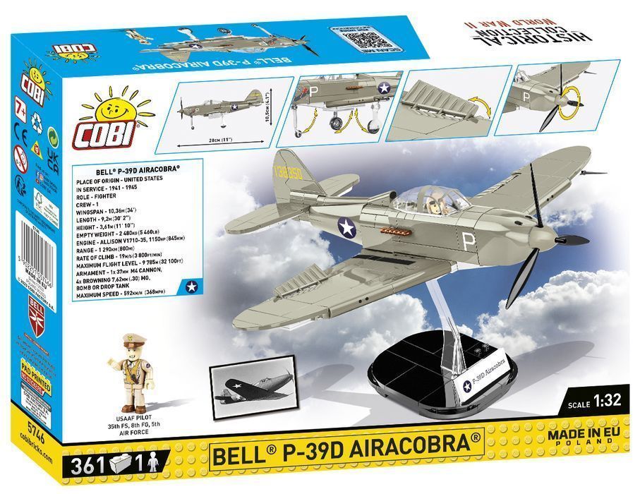 Klocki Cobi 5746 Samolot Myśliwiec Bell P-39D Airacobra Figurka 361 El