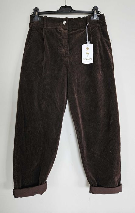 Spodnie damskie LIVANS sztruksowe szare balloon cygaretki uni