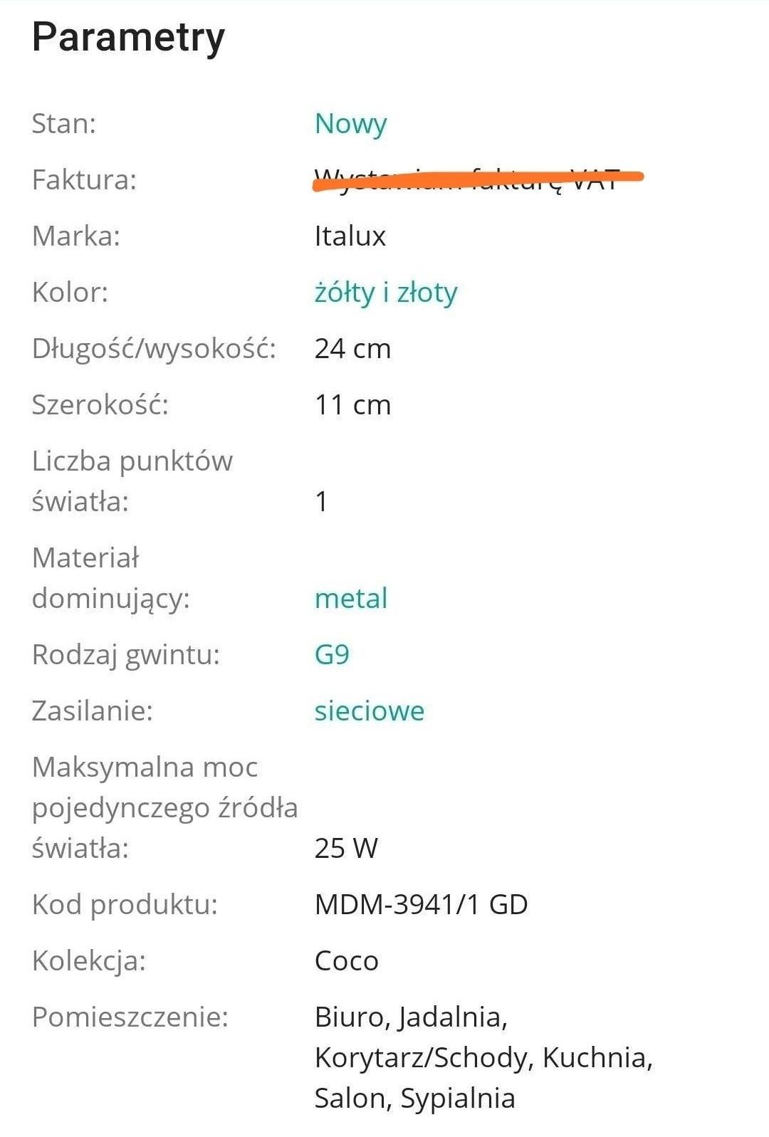 Lampa COCO złota
