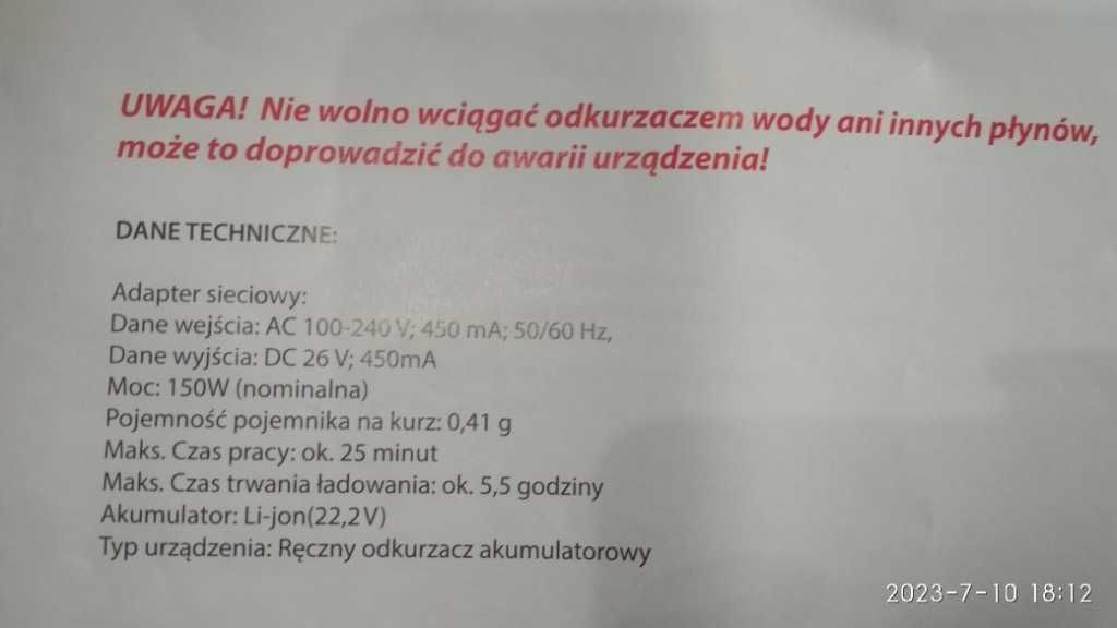 Caselli Odkurzacz i Mop pionowy bezprzewodowy Tifone X20 Twin Turbo