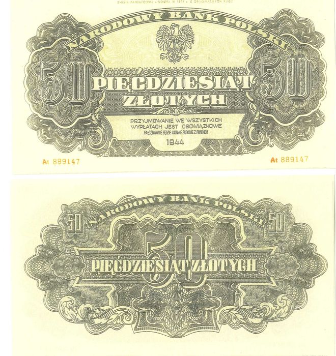 Kopie banknotów wydanie lubelskie 1944