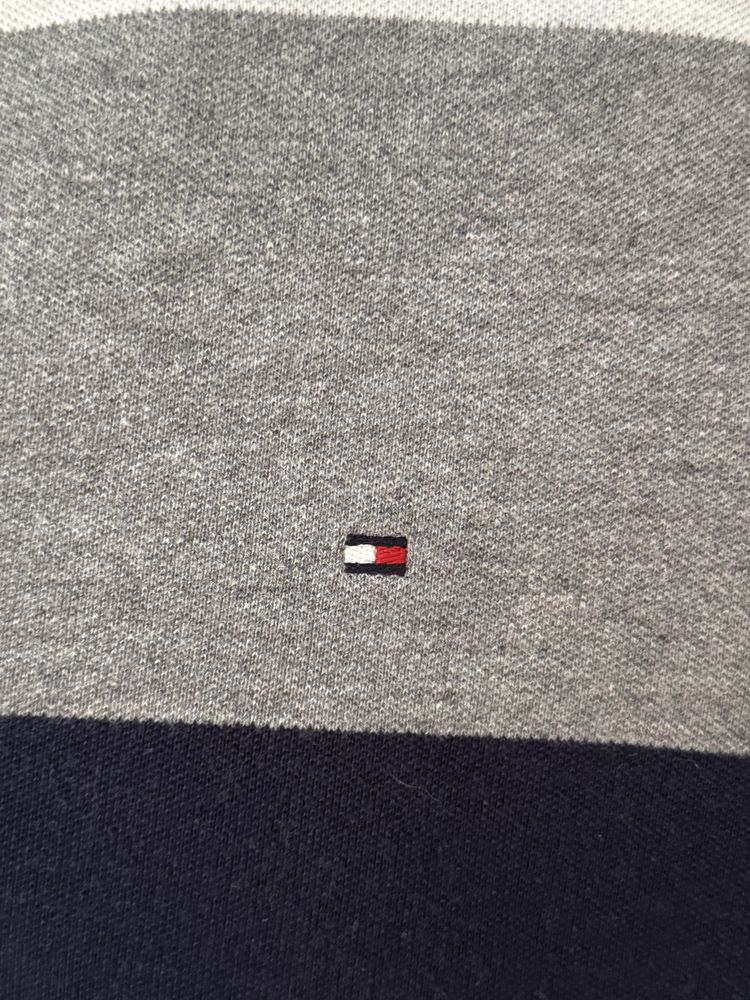 Koszulka Polo Tommy Hilfiger L Damska Old Money logowana Pasy Stripes
