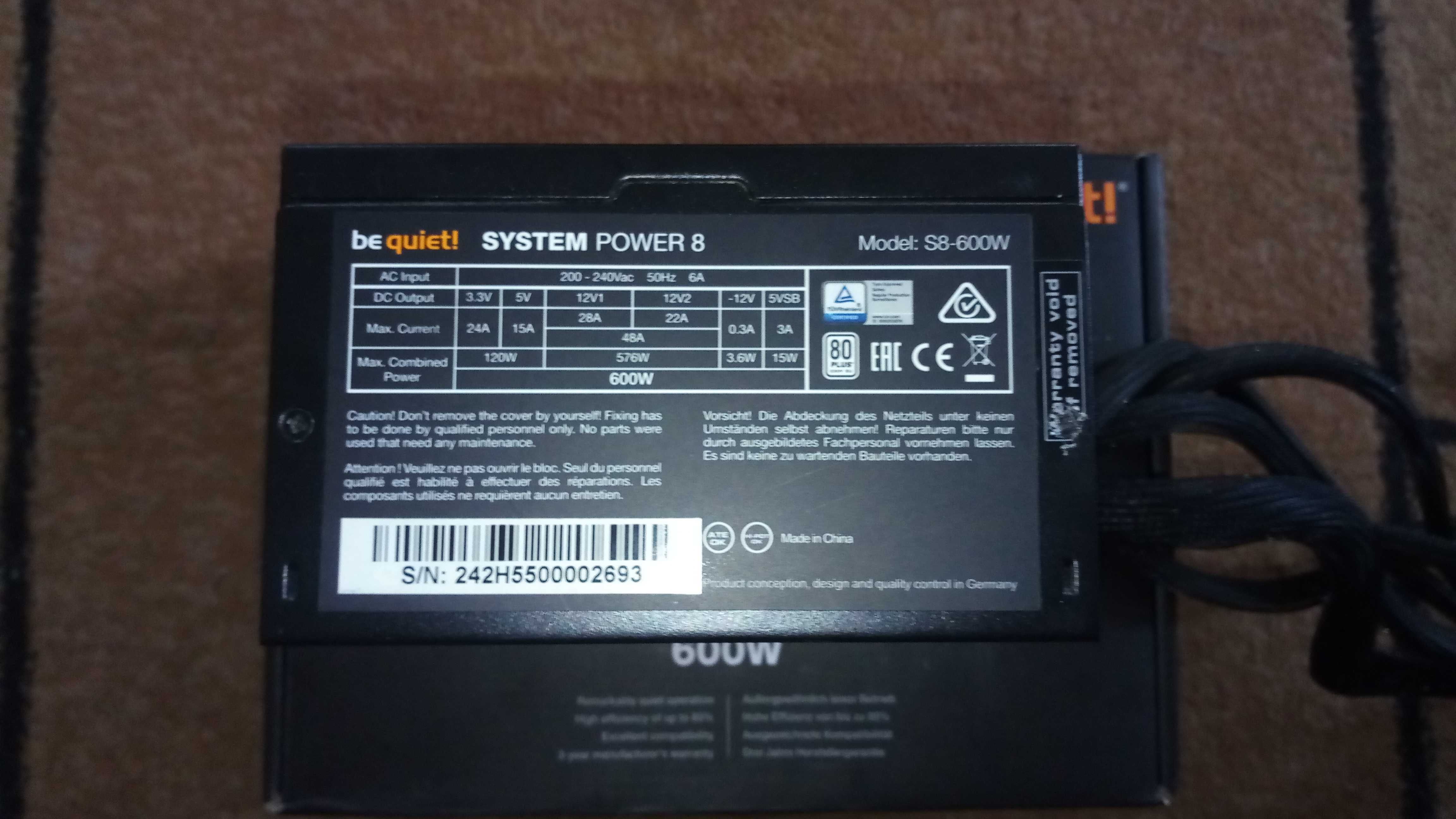 Блок питания be quiet! System Power 8 600W (BN242)