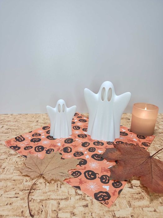 Biały duch Halloween ozdoba dekoracja świecznik (2 sztuki)