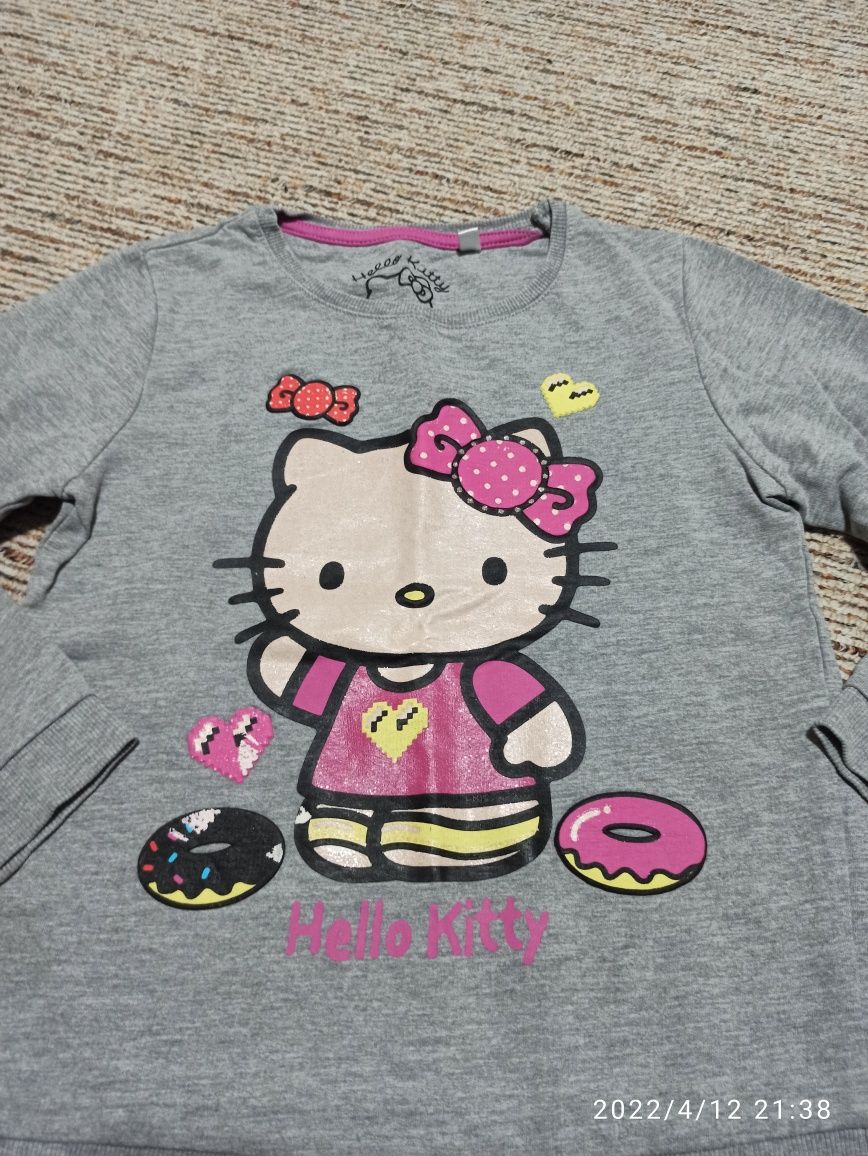 Bluza szara dresowa dla dziewczynki 116 hello kitty bdb