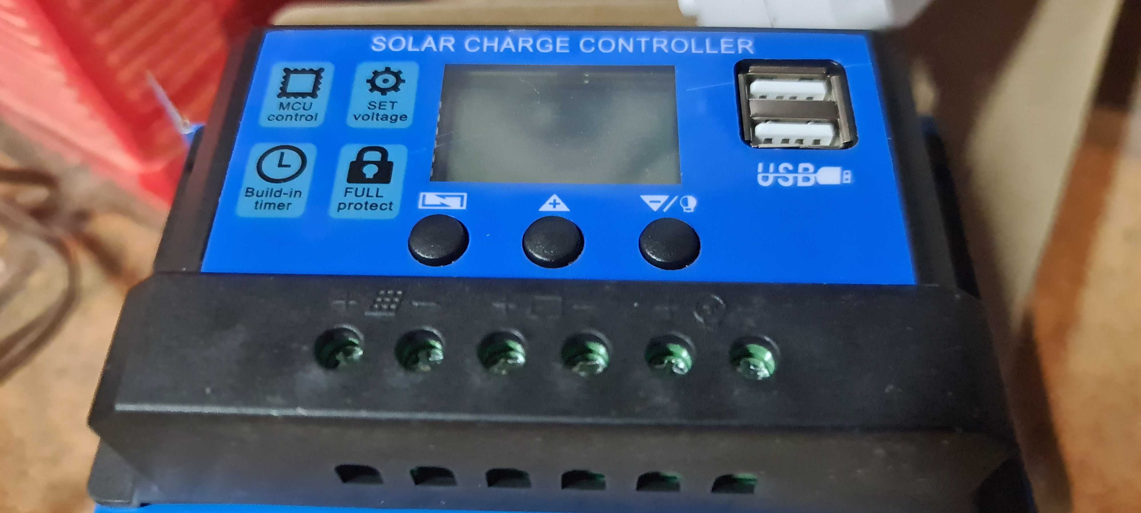 Kit solar completo usado com 2 paineis + bateria + control. como novo