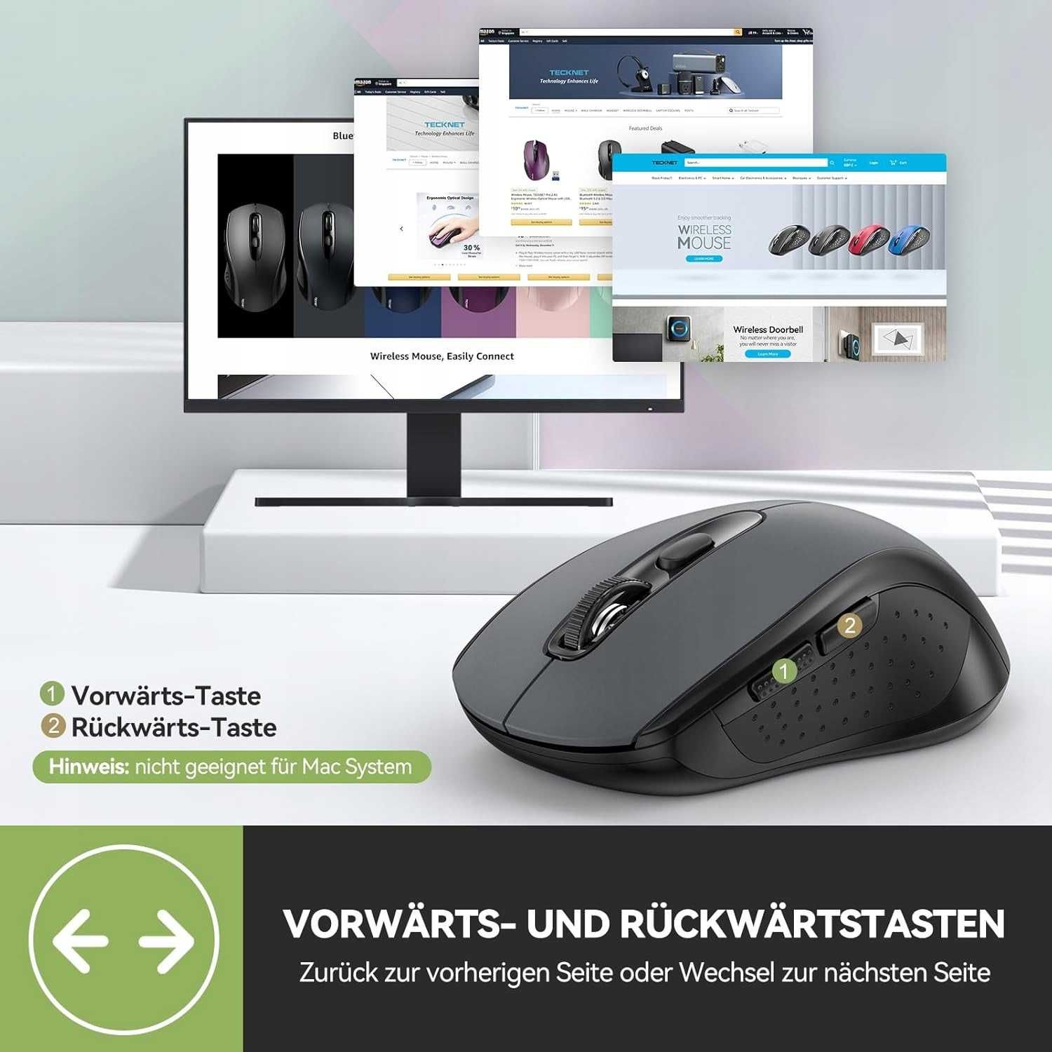 Mysz Bezprzewodowa Do Komputera 2.4Ghz/Bluetooth Szara