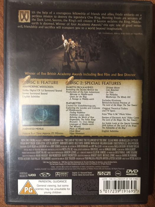 DVD Lord of the Rings - fellowship of the ring - edicao 2 cds