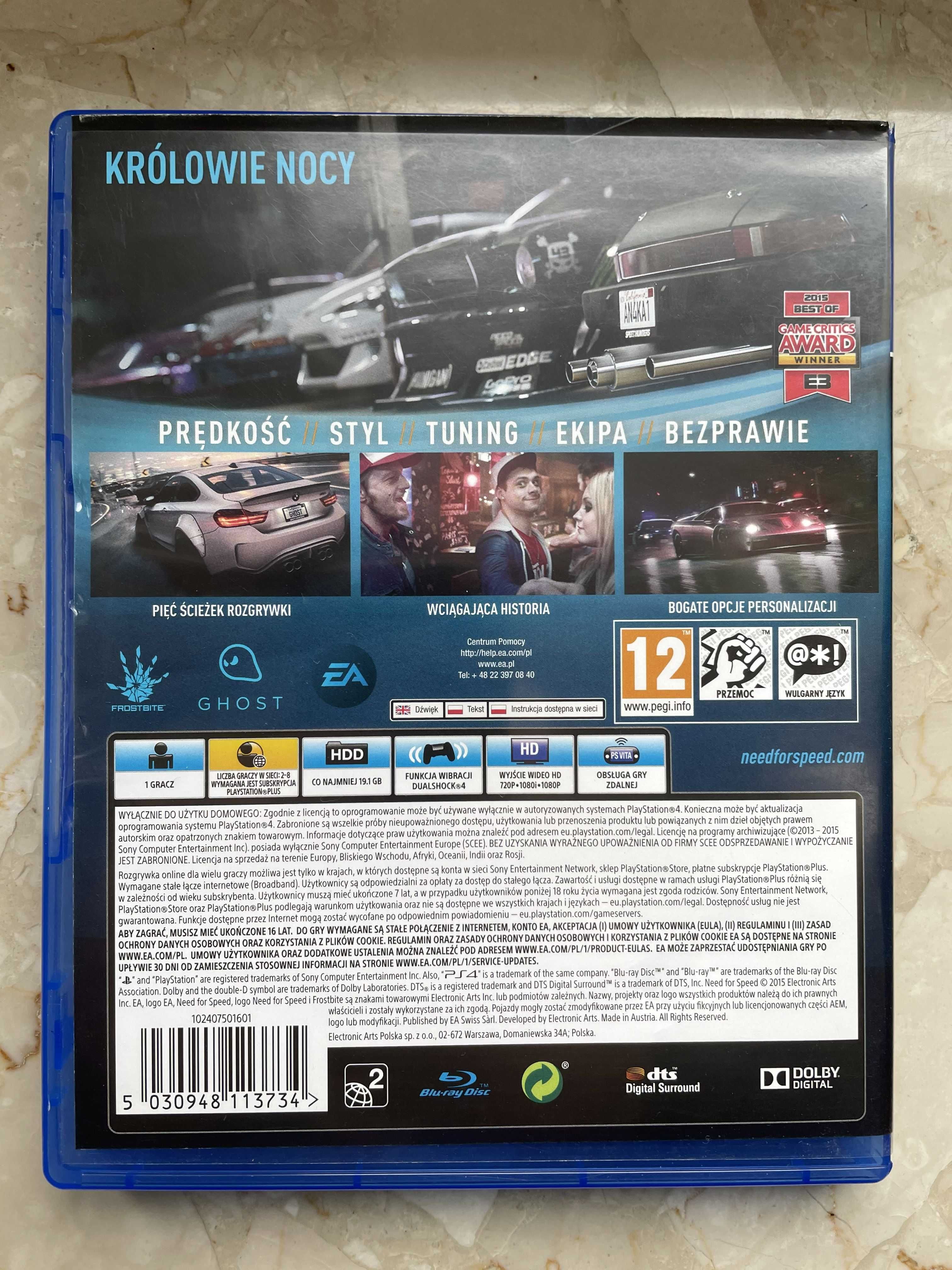 PS4 - Gra " Need for Speed - Królowie Nocy" na Play Station PS4