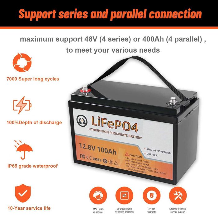Батарея Lifepo4 100 Ah для резервного питания аккумулятор 12В 1280 Вт