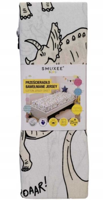 PRZEŚCIERADŁO Z Gumką 90x200 Dinozaury Dino