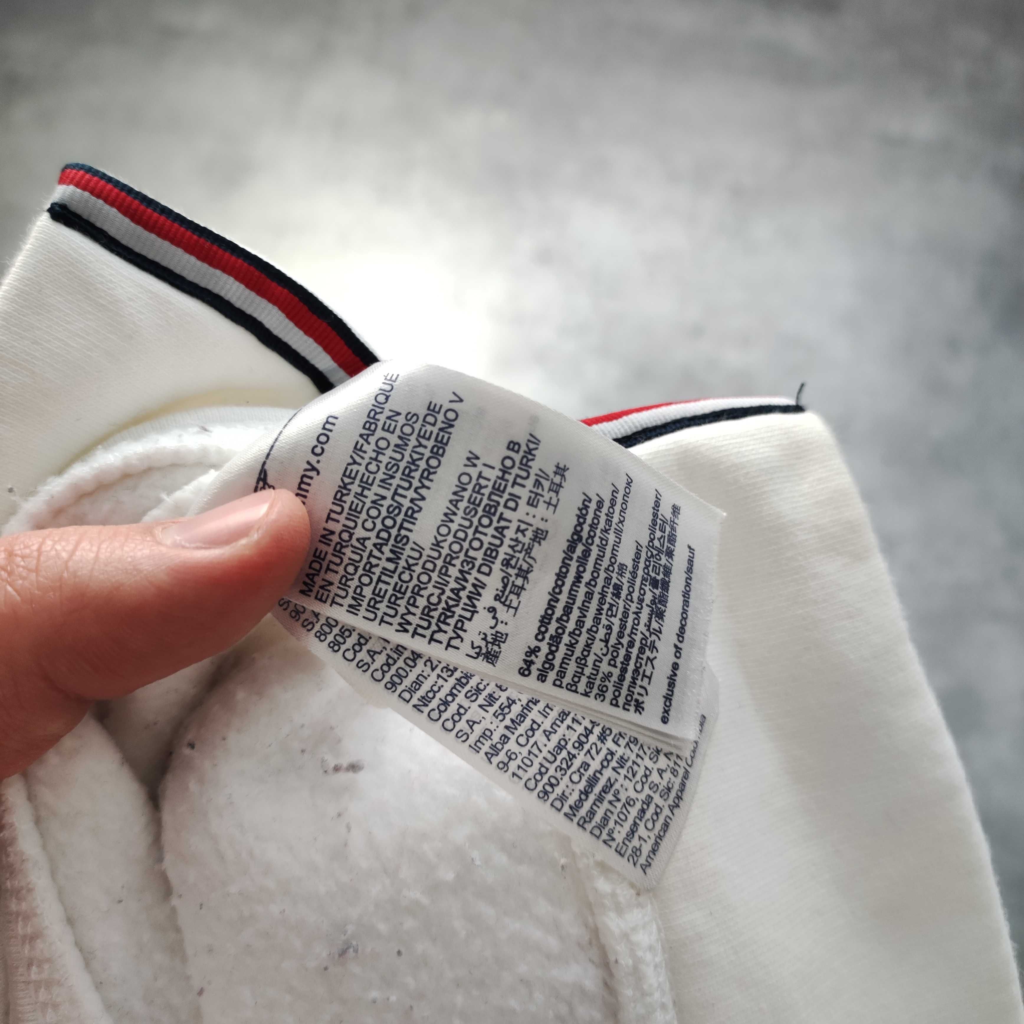DAMSKA PREMIUM Bluza z Kapturem Biała Haft Logo Tommy Hilfiger Casual