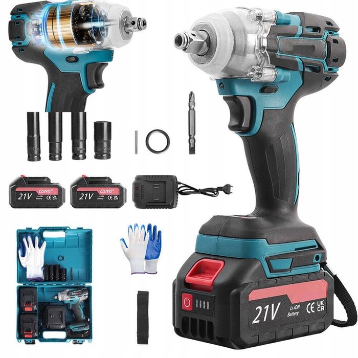 Klucz Udarowy Do Makita 21v 520nm Elektryczny 6000mah+2*aku