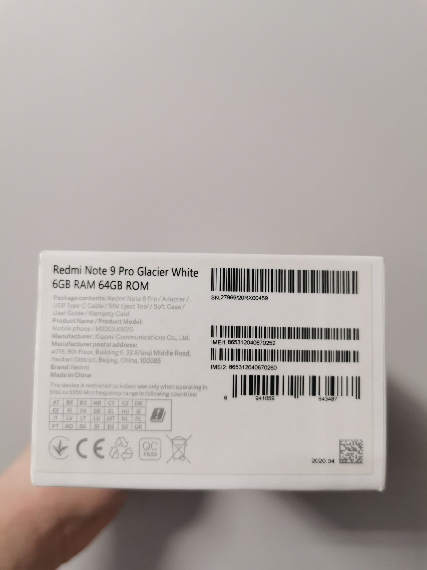 Xiaomi Redmi Note 9 PRO Glacier White. 6/64. Stan Bardzo Dobry