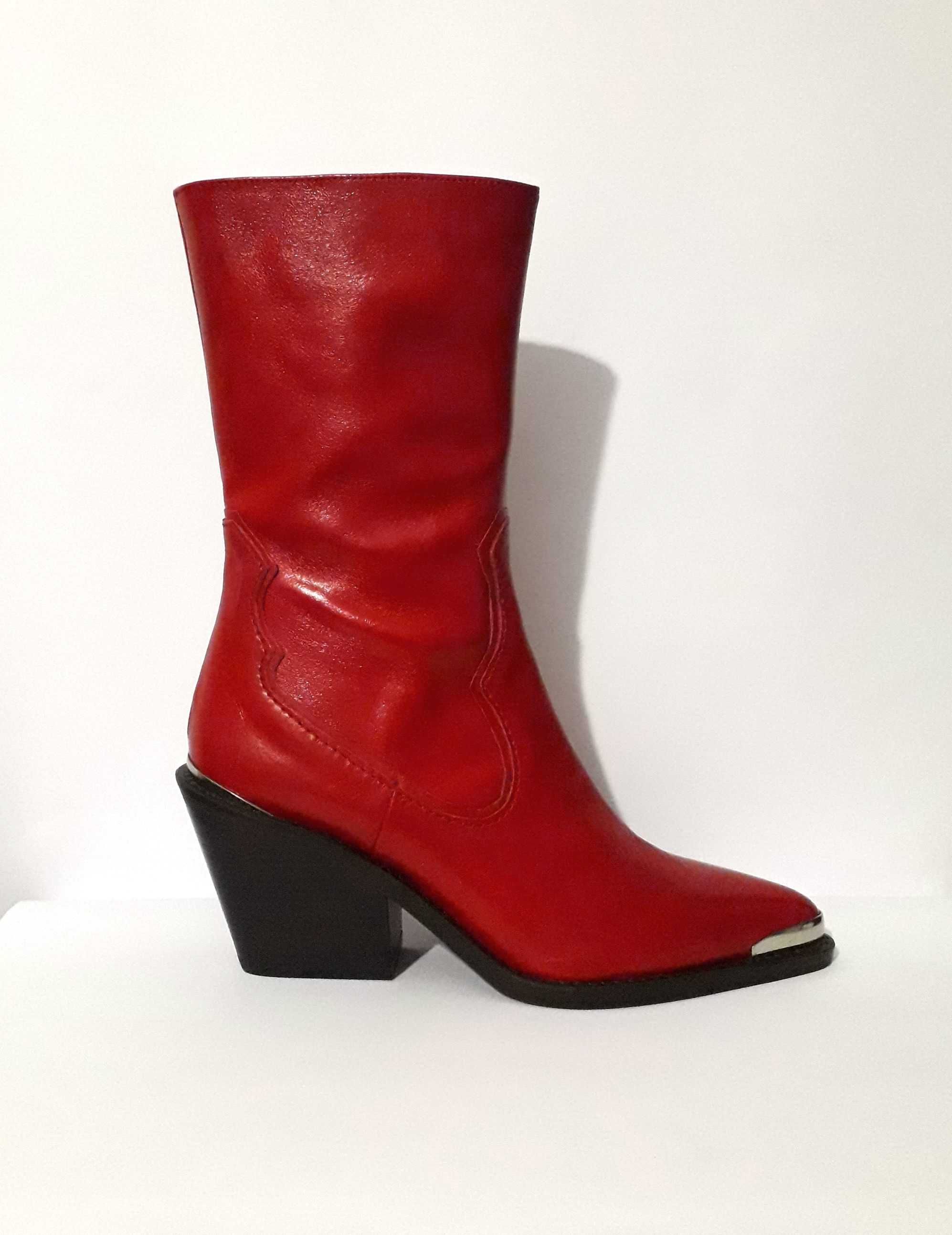 Botas "cowboy" vermelhas da Zara T: 37 Novas c/ etiqueta