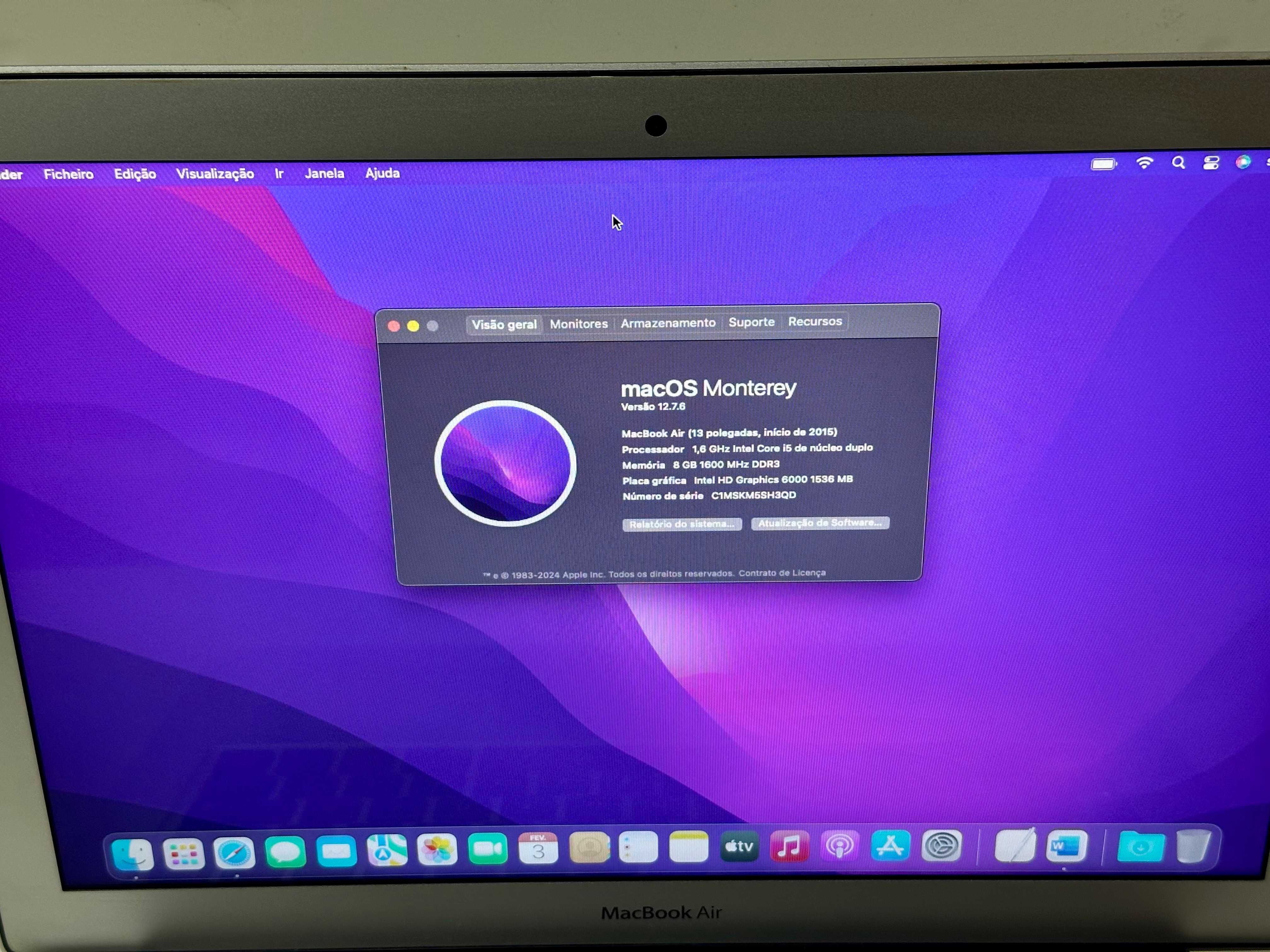 Macbook Air 13 - 2015 - 8gb Ram - 256gb SSD