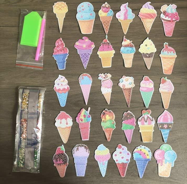 30x Lody na magnes diamentowe malowanie