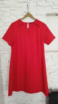 Czerwona sukienka midi o linii litery A Bonprix 40