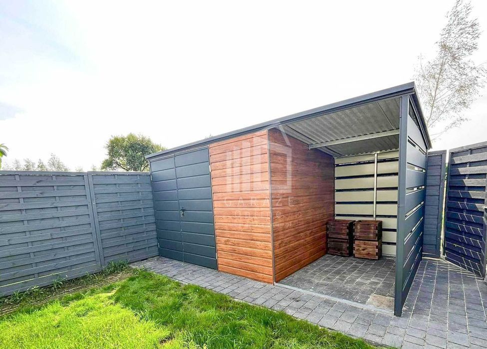 Schowek Domek Ogrodowy 3X3M + Wiata 1,5M Brama Dwuskrzydłowa  Id800