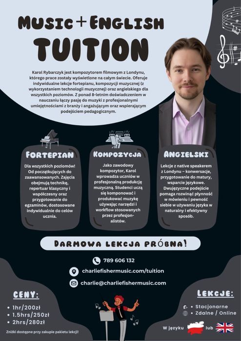 Lekcje fortepianu, muzyki i angielskiego