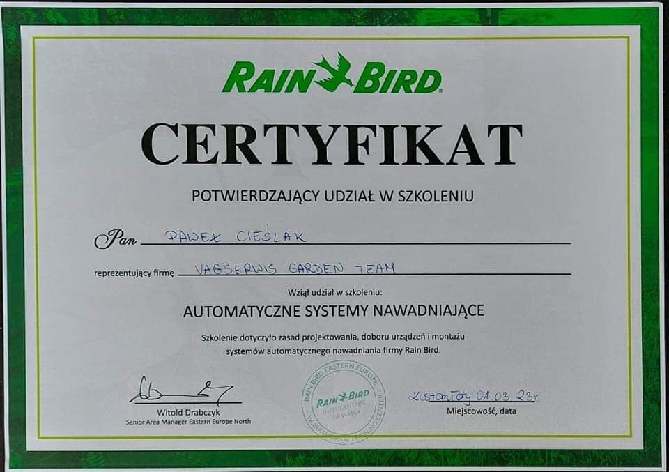 System nawadniający nawodnienia odwodnienia retencja trawnik ogrody Ra