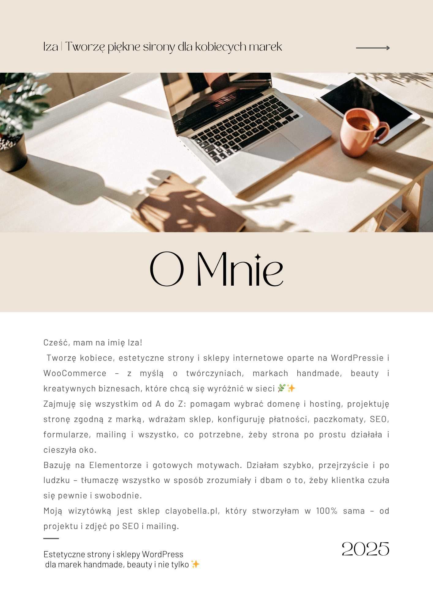 Tworzę estetyczne, kobiece strony i sklepy WordPress + WooCommerce