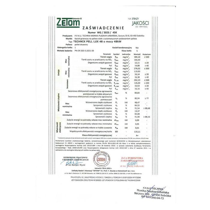 Kotły Kocioł Piec TECHNIX PELL LUX 48 kW na pellet - PRODUCENT