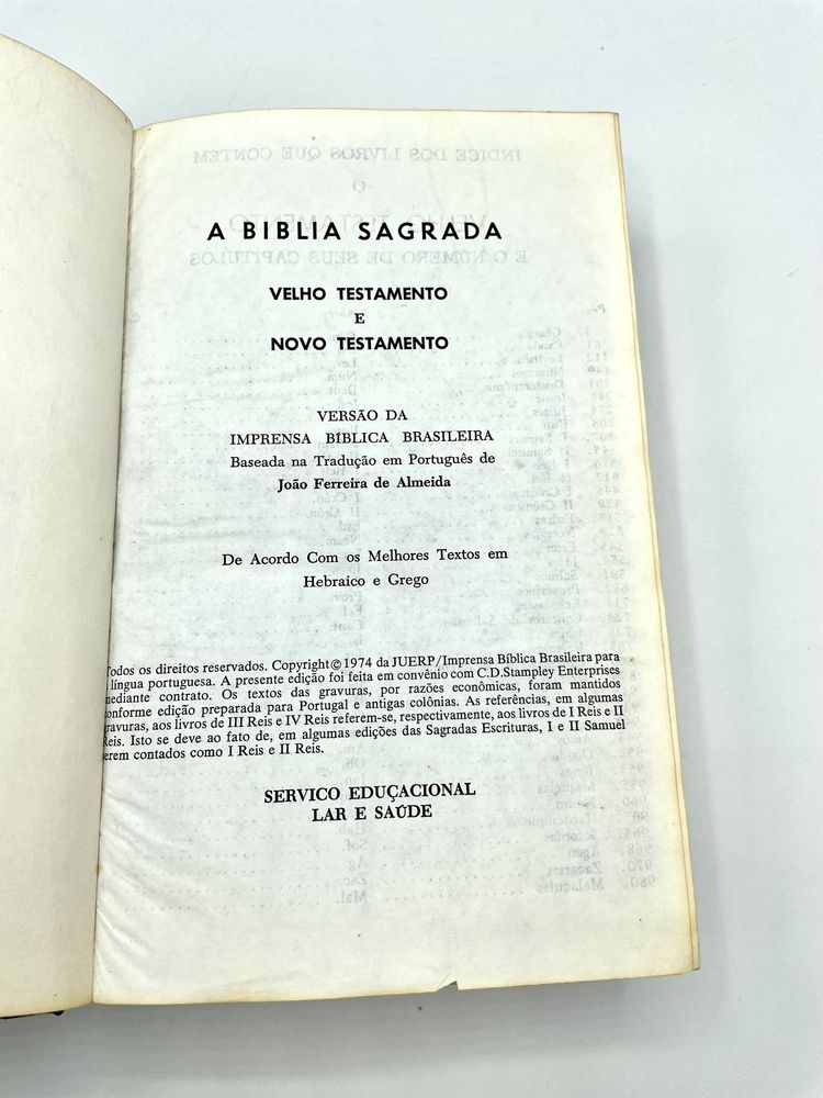 Biblia antiga Jose ferreira de almeida 1974