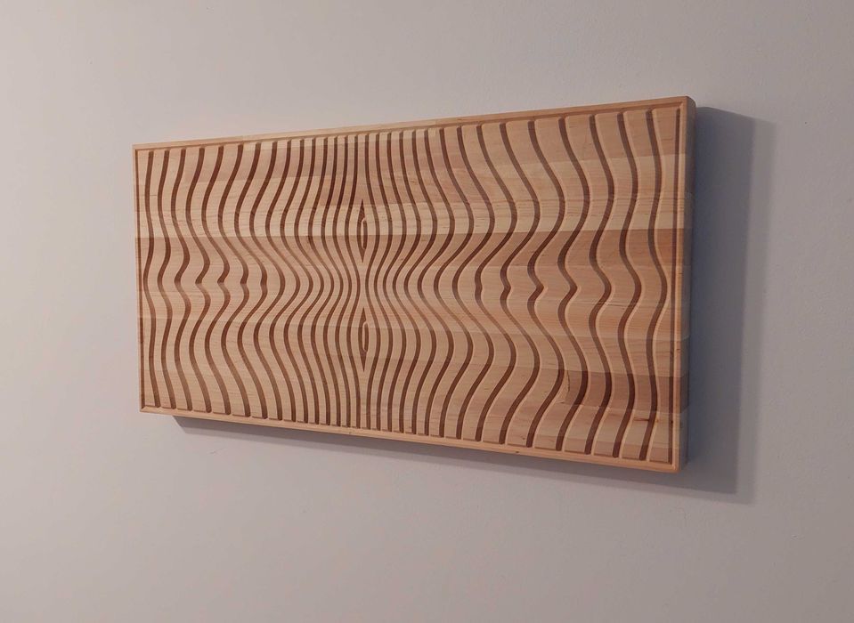 Nowoczesna płaskorzeźba – geometryczne fale, efekt 3D, op-art