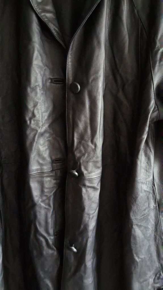 Пальто из настоящей кожи leather coat vintage панковский плащ кожа
