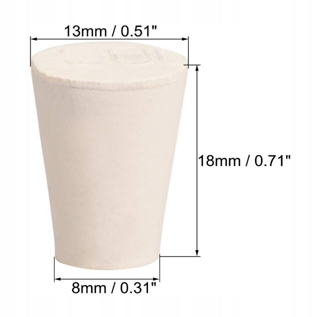 Stożkowa gumowa zatyczka do probówek laboratoryjnych O wysokiej 10 szt