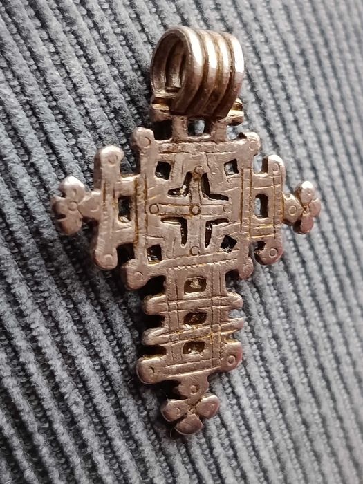 Cruz Prata Testada Copta Etiópia Séc XIX 4,1 cm 6,9 gr. Original