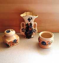 zestaw ręcznie malowany cukierniczka wazon ceramika rękodzieło