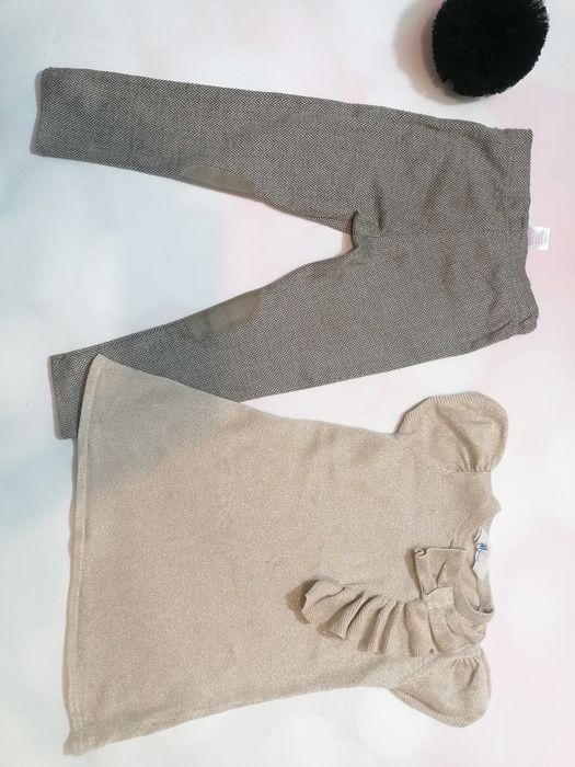 Sukienka tunika h&m ze złota nitka legginsy treginsy f&f jodelka