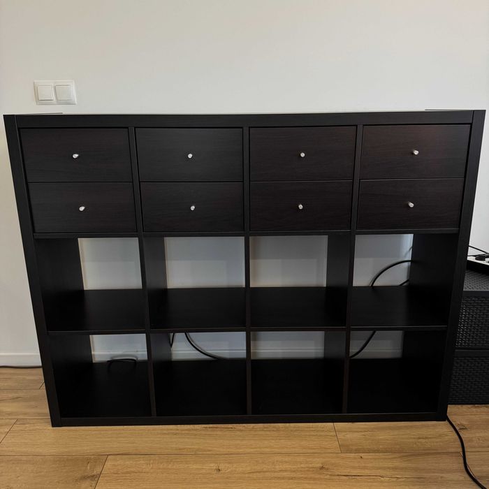 Regał Kallax Ikea Czarnybrąz z szufladami
