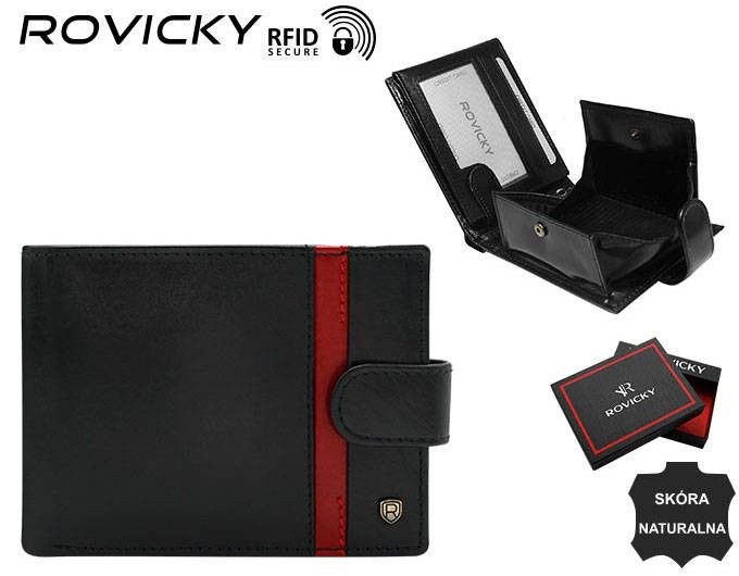 duży, skórzany portfel męski na zatrzask — rovicky