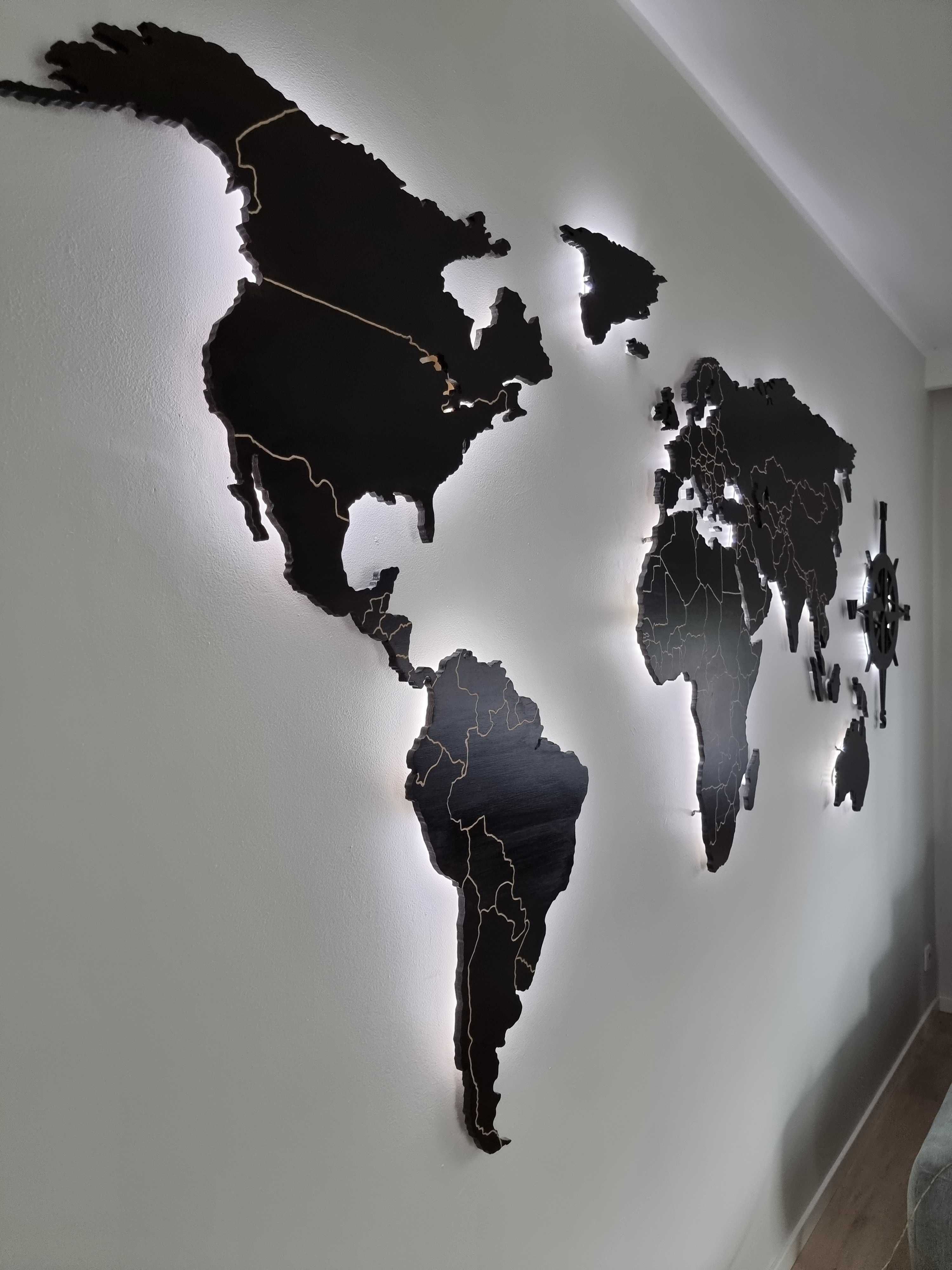 Mapa świata podświetlana LED