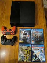 Playstation 4 - 1 TB + 2 comandos + jogos + estação de carregamento