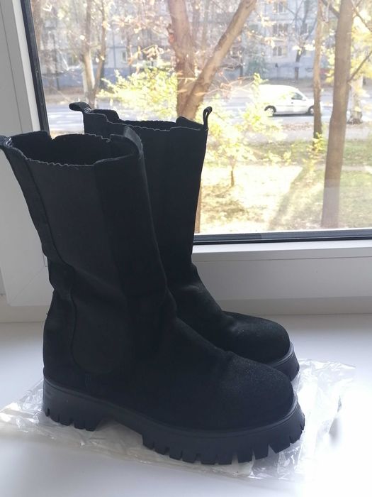 Сапоги замша тракторная подошва