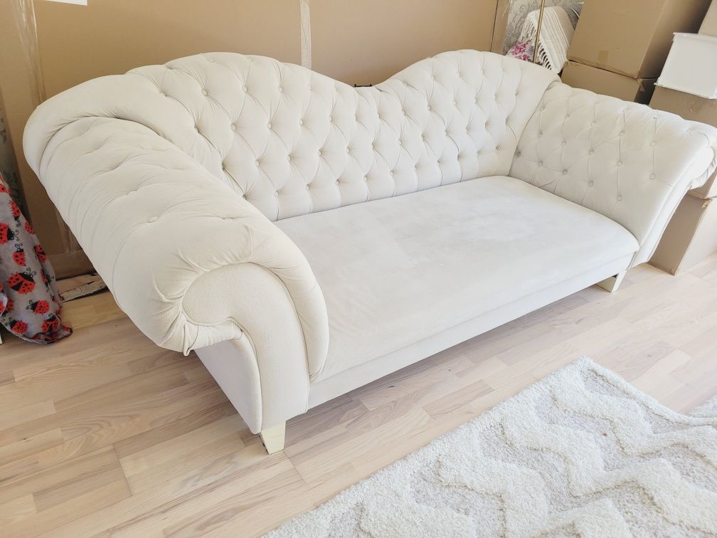 Sofa kanapa retro vintage chesterfield pikowana glamour