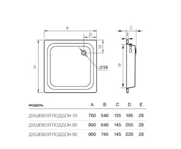 Душовий піддон KollerPool 90х90 (квадратний) (CF901200E)